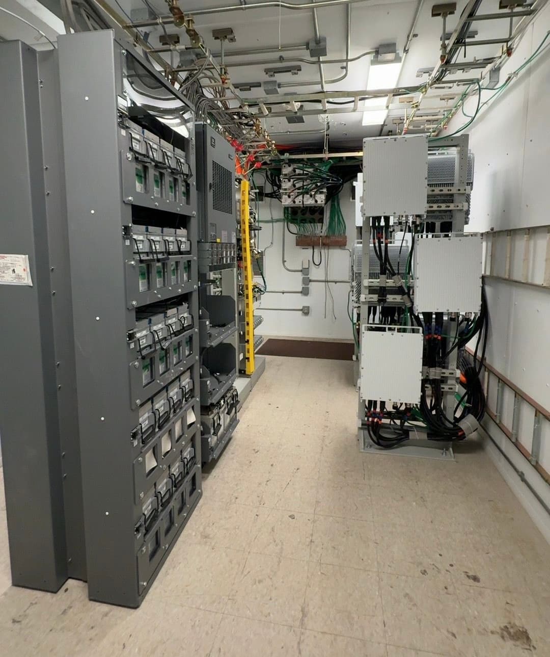 Telecom equipment shelter with radio units, power distribution, and structured cabling ready for integration and activation.