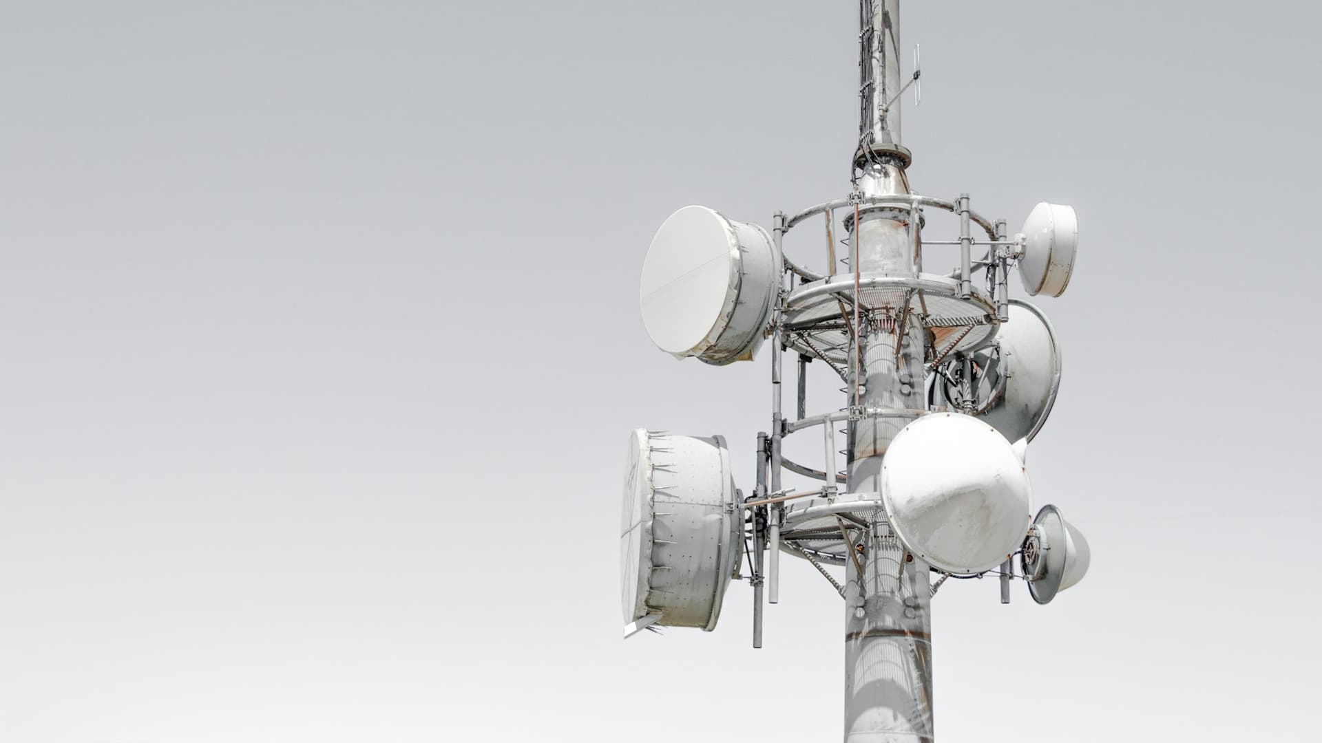 Telecom tower structure and antenna arrays.